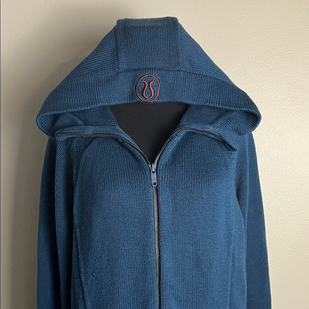 Women's Navy Zip-Up Sweater - Picture 1 of 6